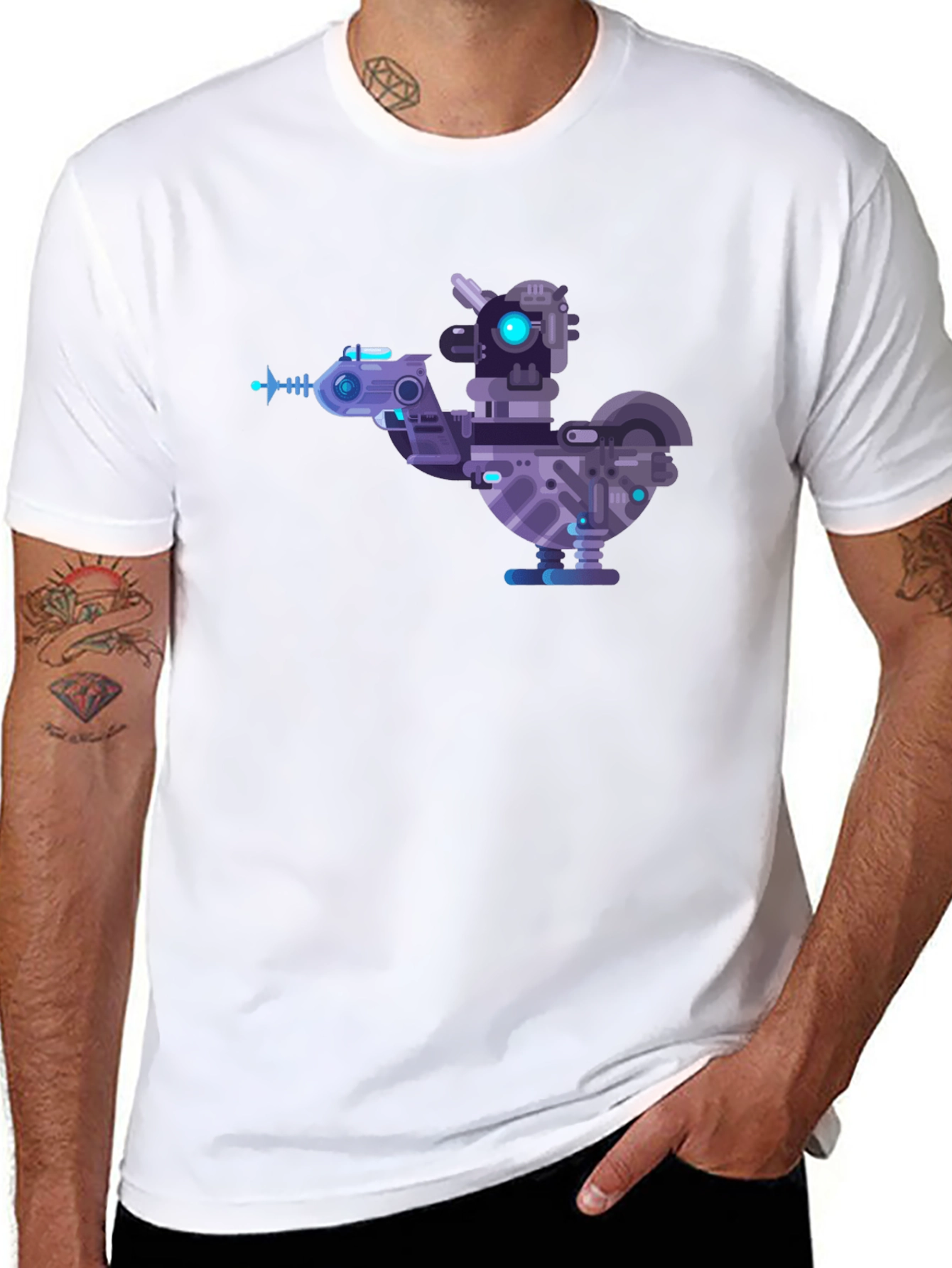 Cybernetic Chicken T-Shirt - Futuristic Robotic Bird Tee