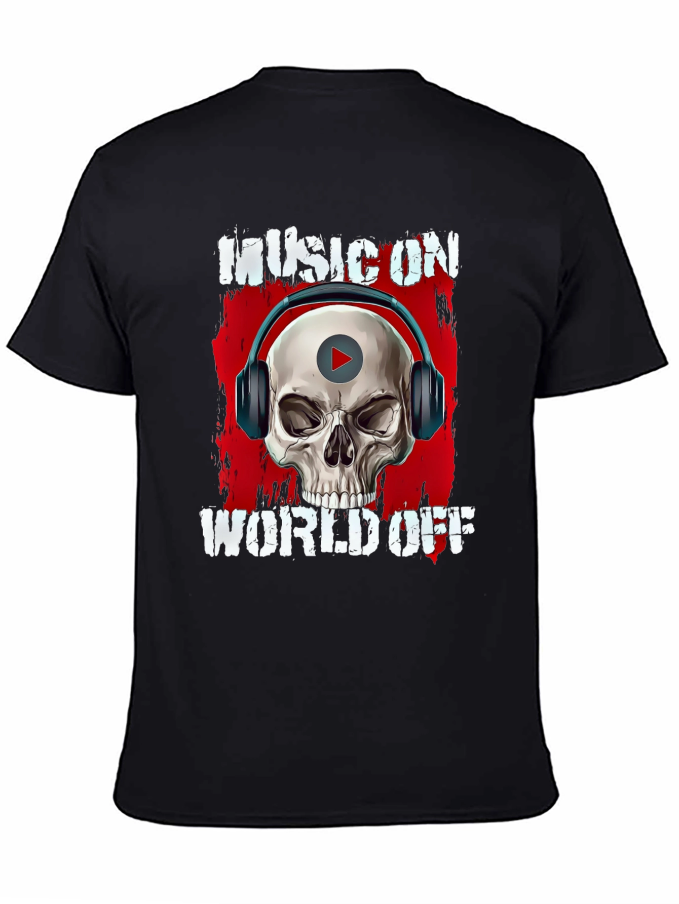 Music On World Off Skull Graphic T-Shirt