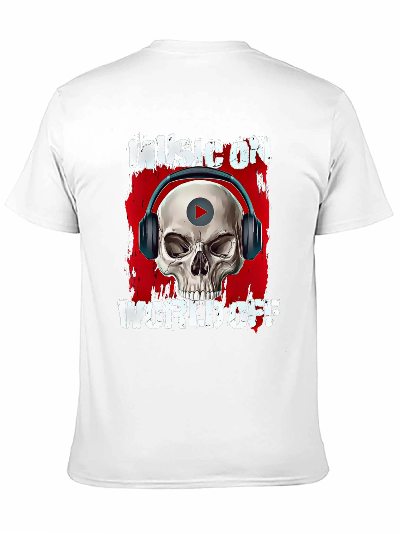 Music On World Off Skull Graphic T-Shirt