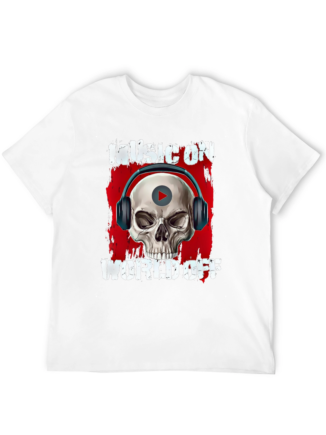 Music On World Off Skull Graphic T-Shirt