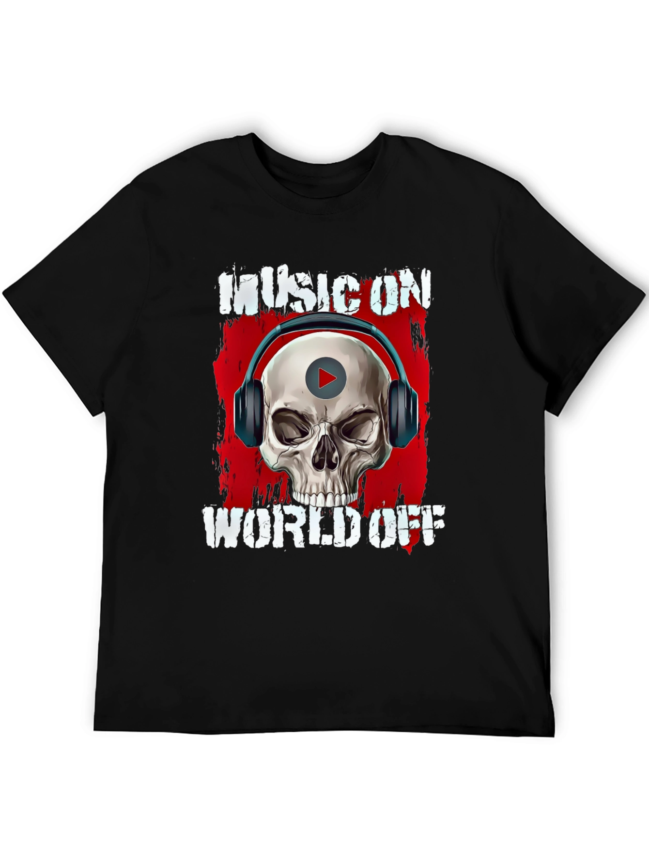 Music On World Off Skull Graphic T-Shirt