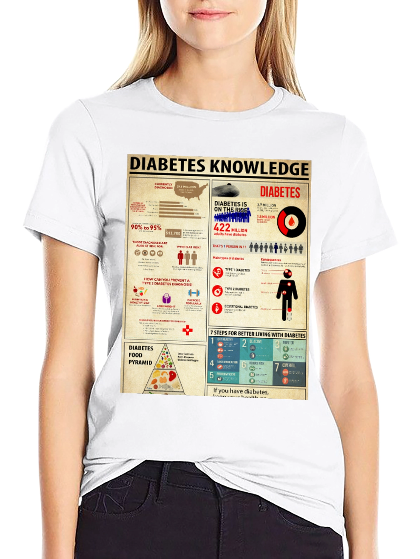 Diabetes Knowledge Graphic Print T-Shirt