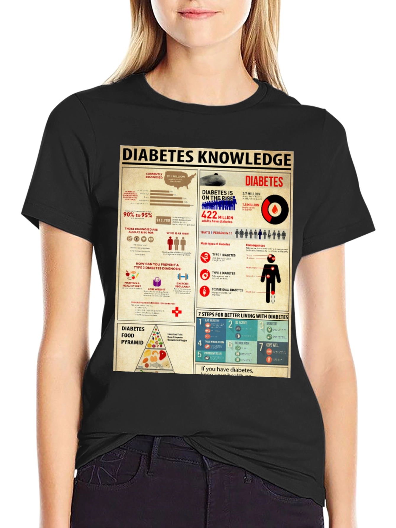 Diabetes Knowledge Graphic Print T-Shirt