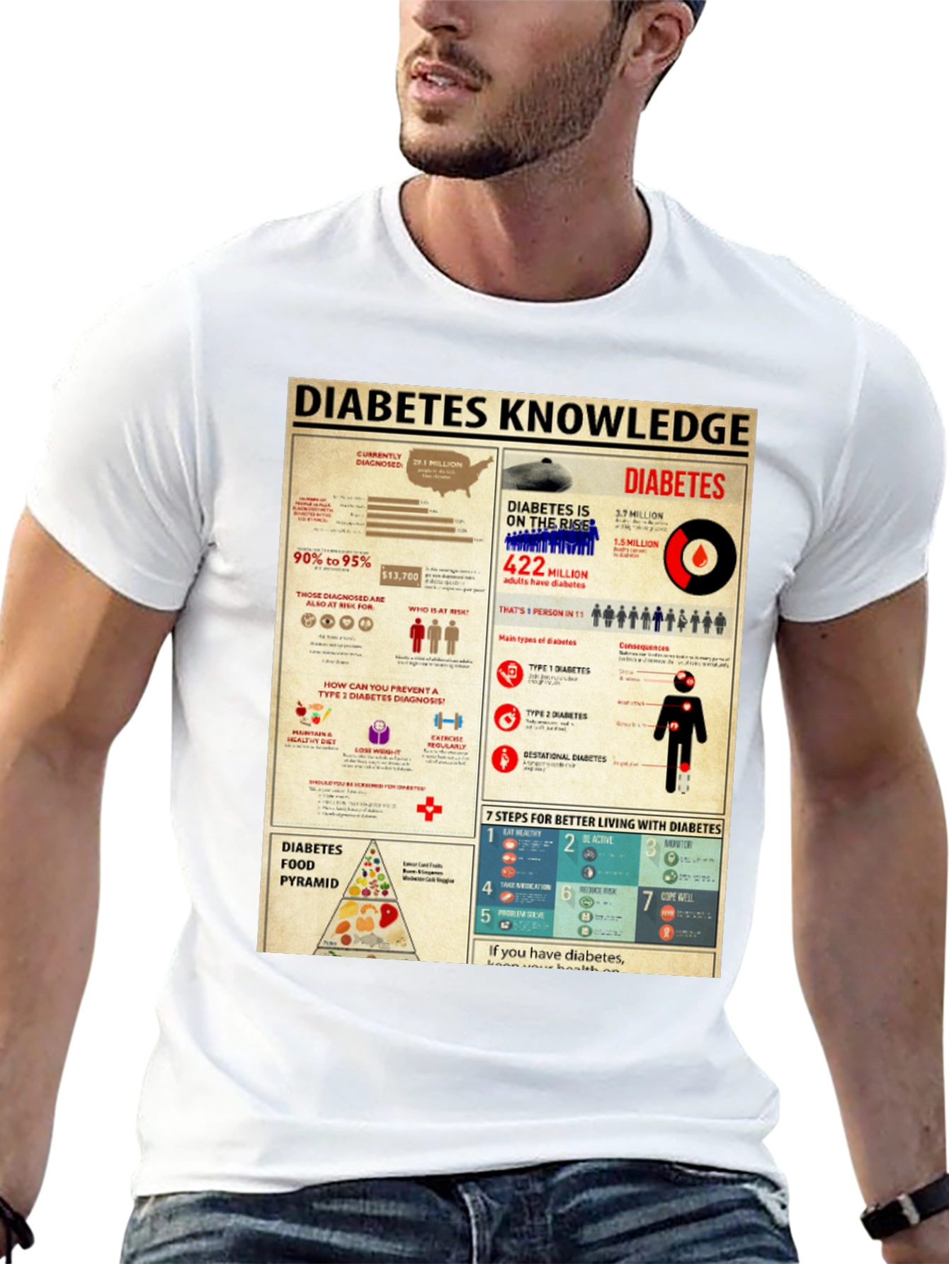 Diabetes Knowledge Graphic Print T-Shirt