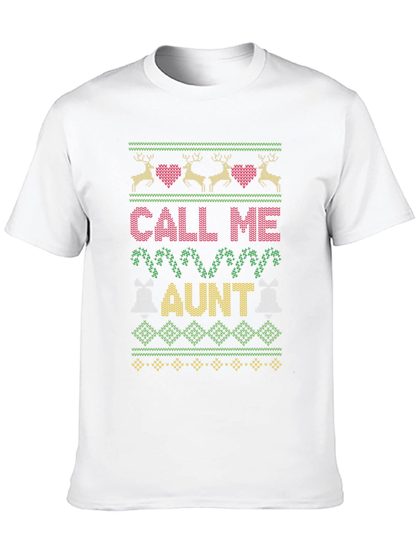 Call Me Aunt Christmas Sweater Style T-Shirt