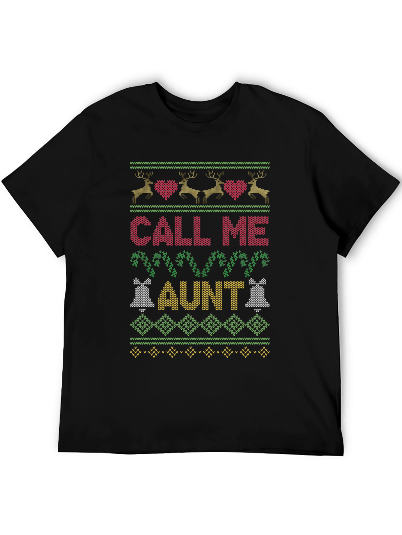 Call Me Aunt Christmas Sweater Style T-Shirt
