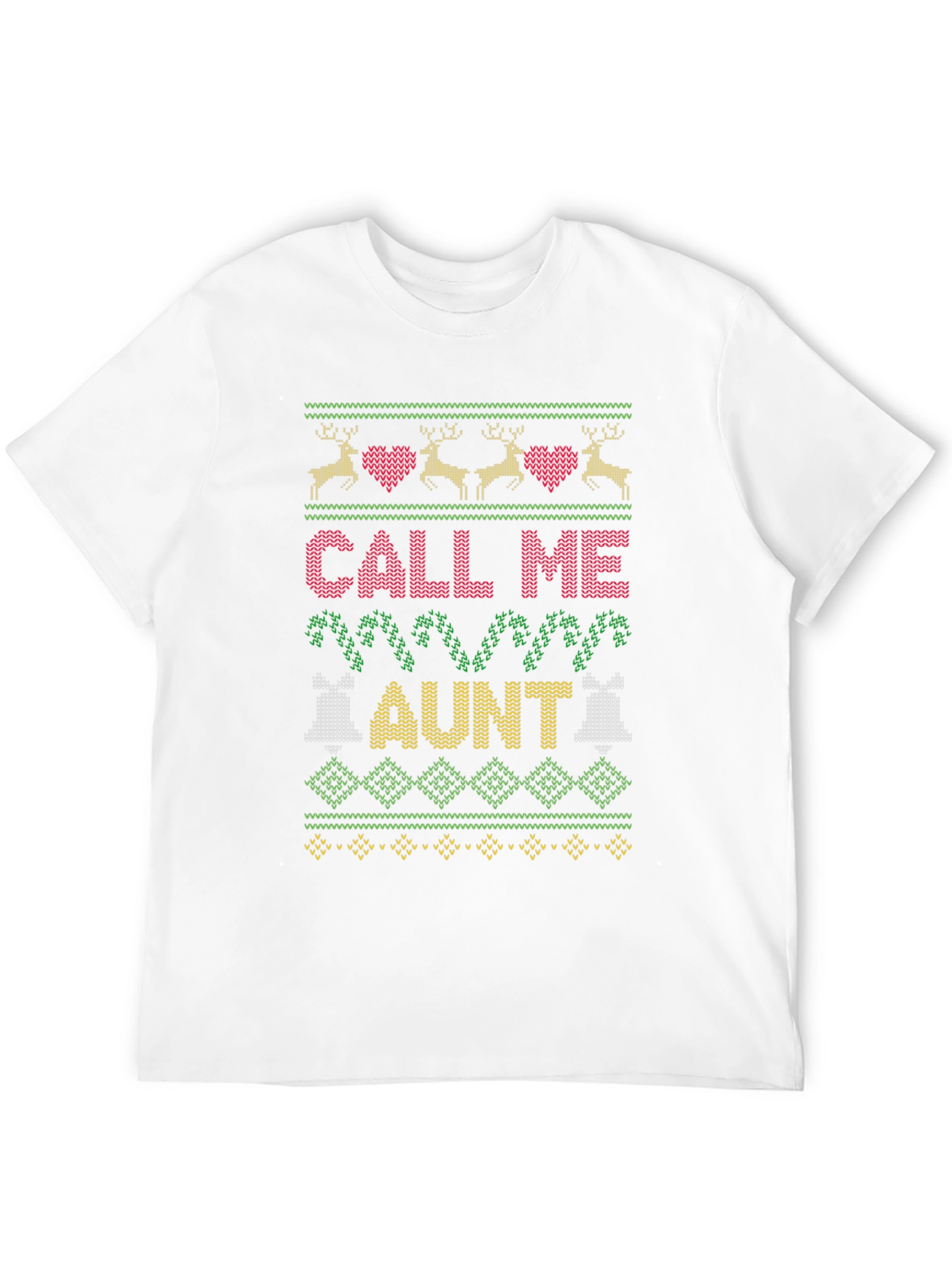 Call Me Aunt Christmas Sweater Style T-Shirt
