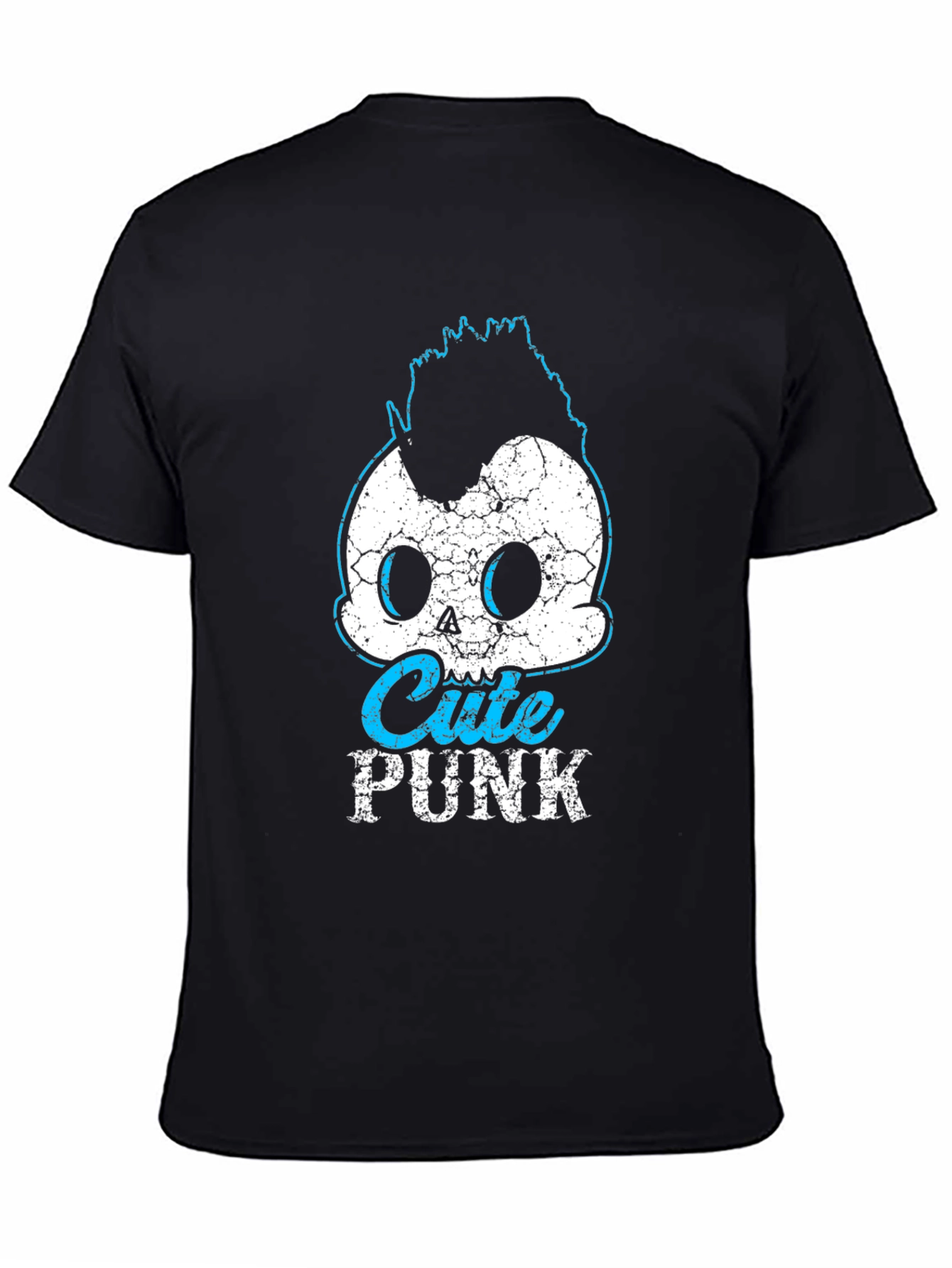 Cute Punk Skull Graphic Tee - Black Cotton T-Shirt