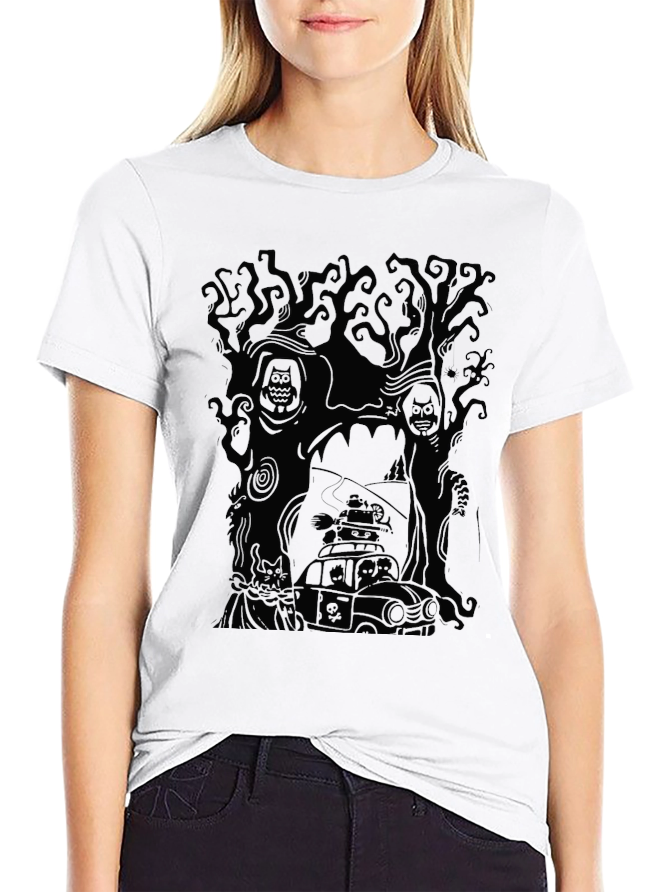 Spooky Halloween Graphic Tee - Black