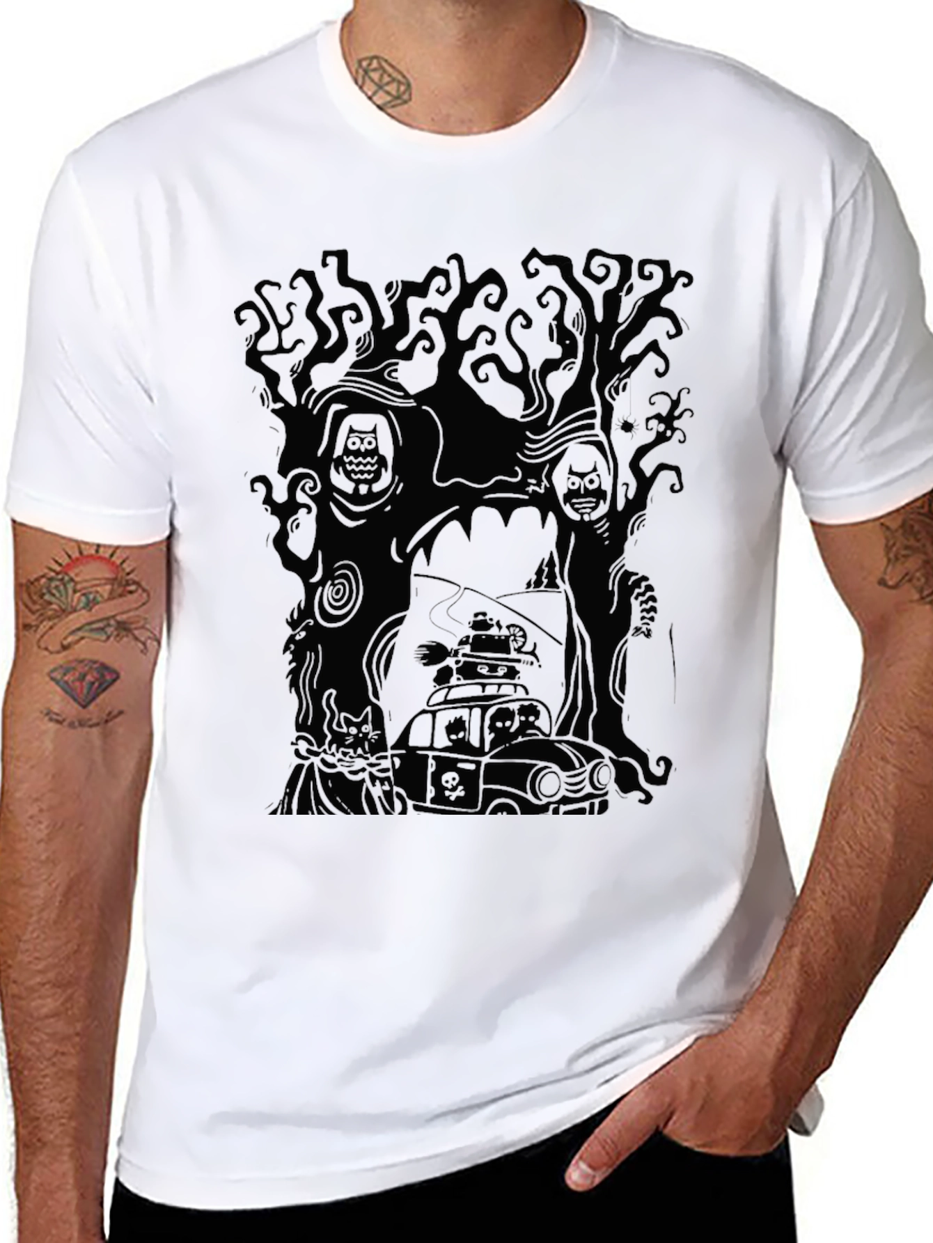 Spooky Halloween Graphic Tee - Black