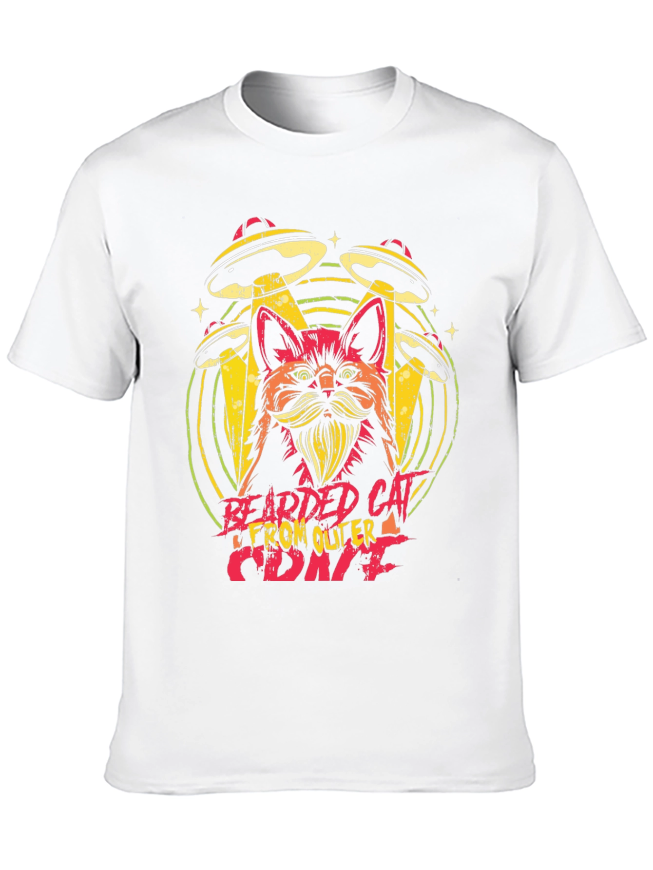 Bearded Cat From Outer Space Graphic Tee