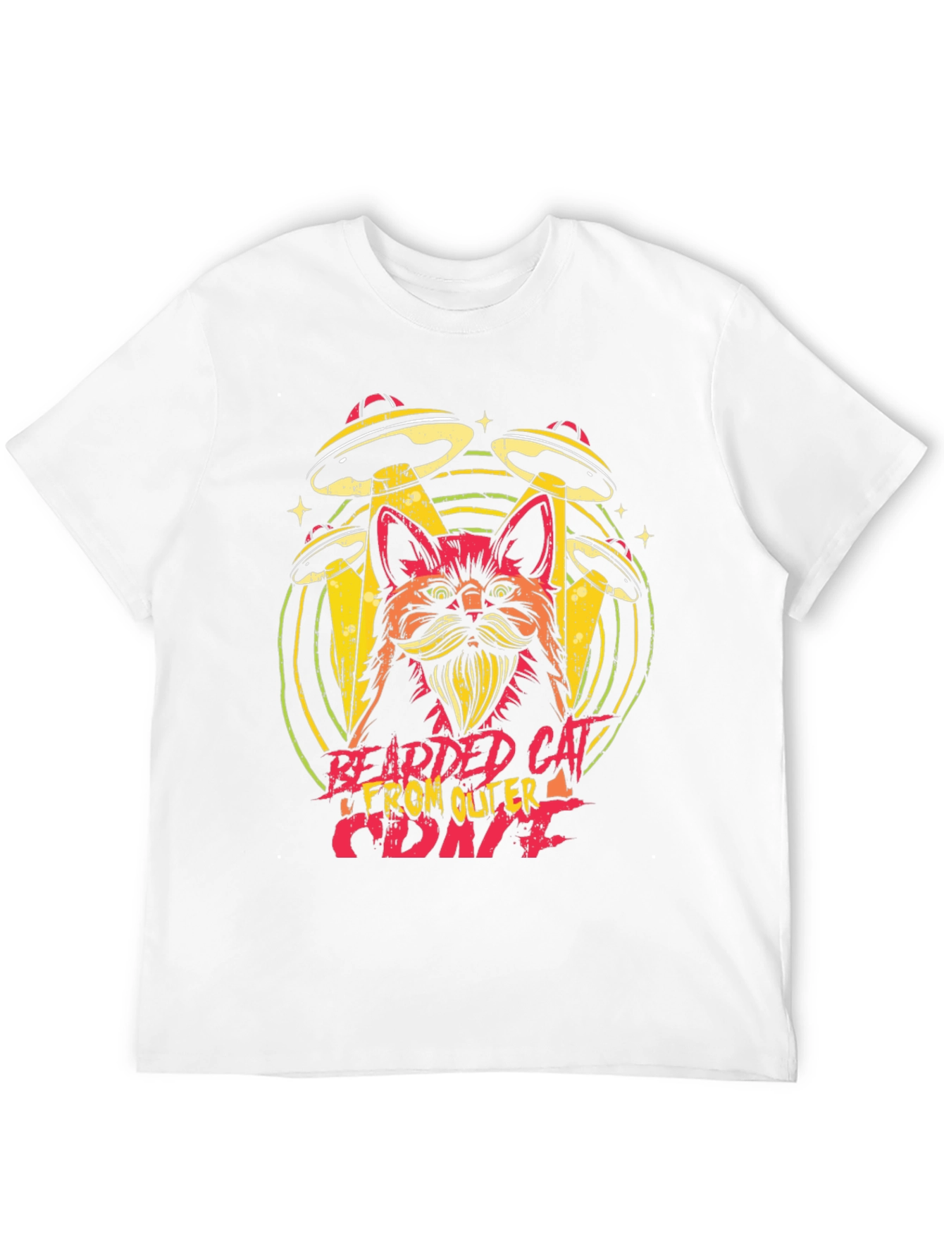 Bearded Cat From Outer Space Graphic Tee