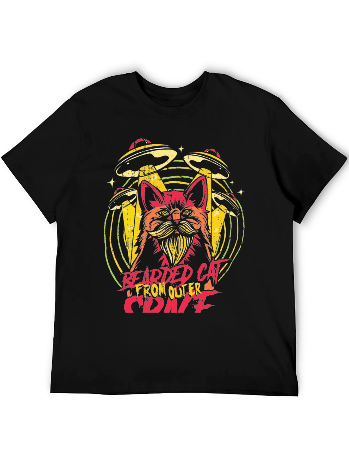Bearded Cat From Outer Space Graphic Tee