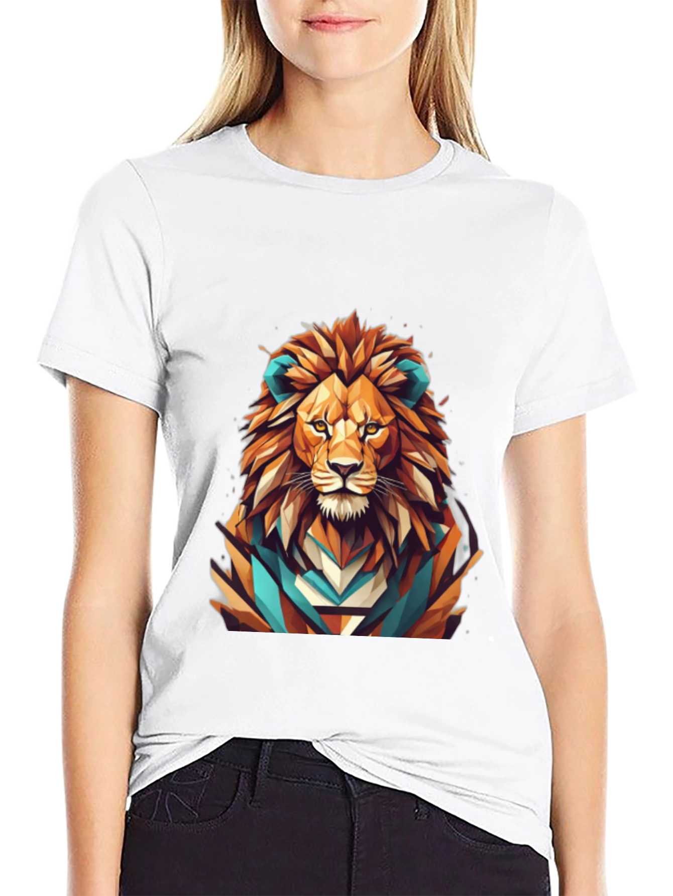Geometric Lion Graphic Tee - Mens Black T-Shirt