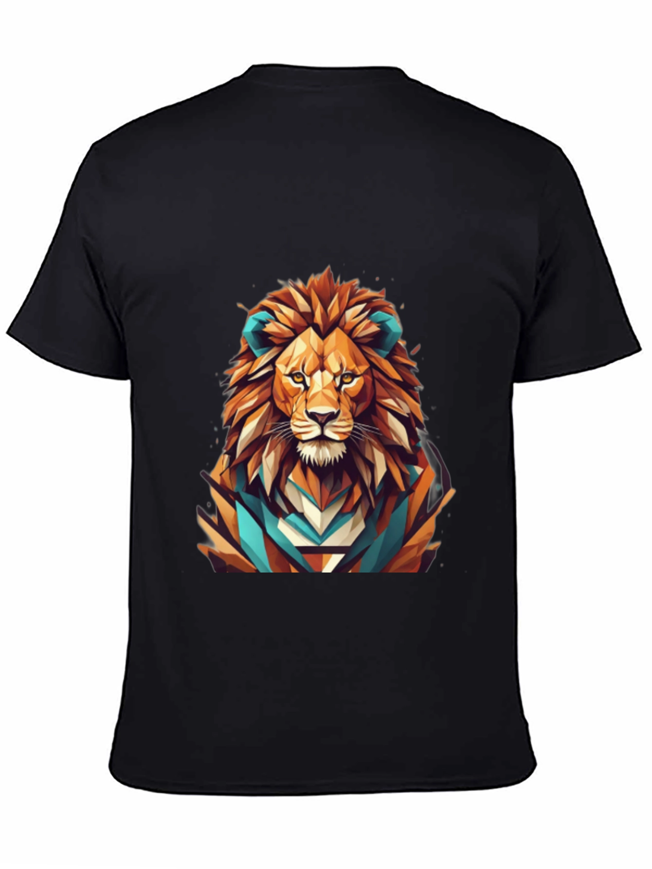 Geometric Lion Graphic Tee - Mens Black T-Shirt