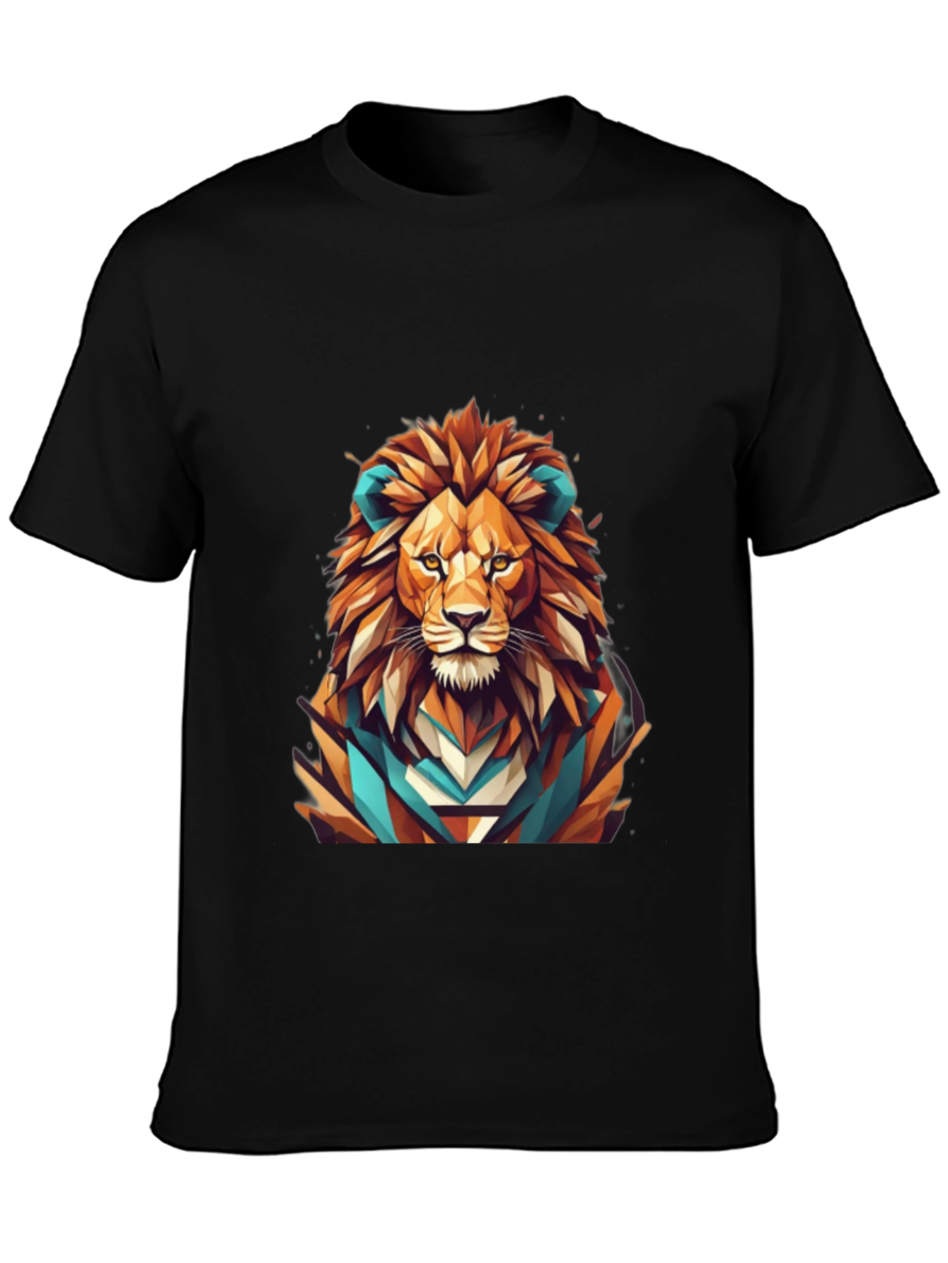 Geometric Lion Graphic Tee - Mens Black T-Shirt