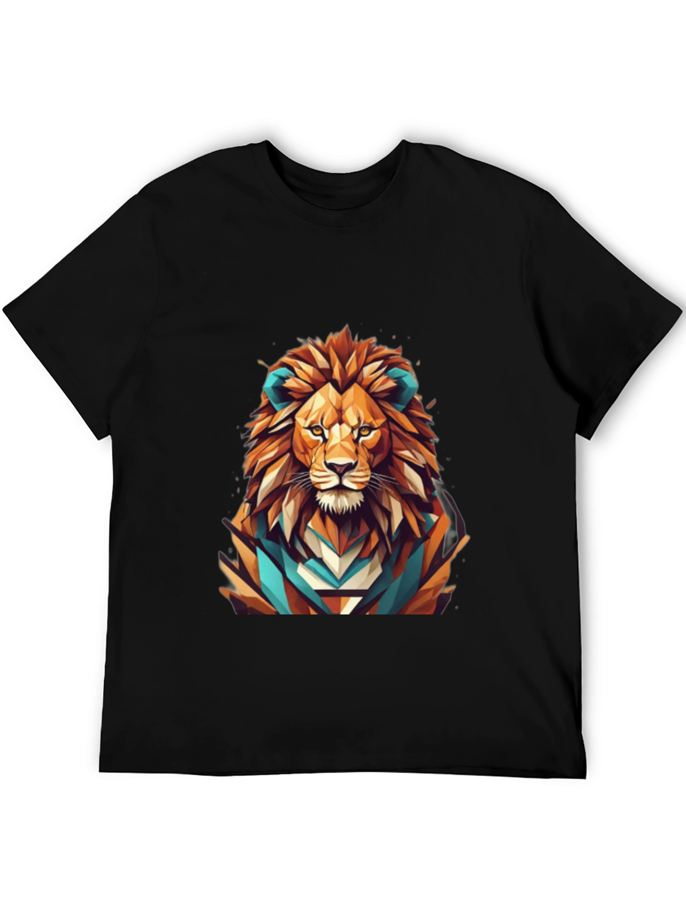 Geometric Lion Graphic Tee - Mens Black T-Shirt