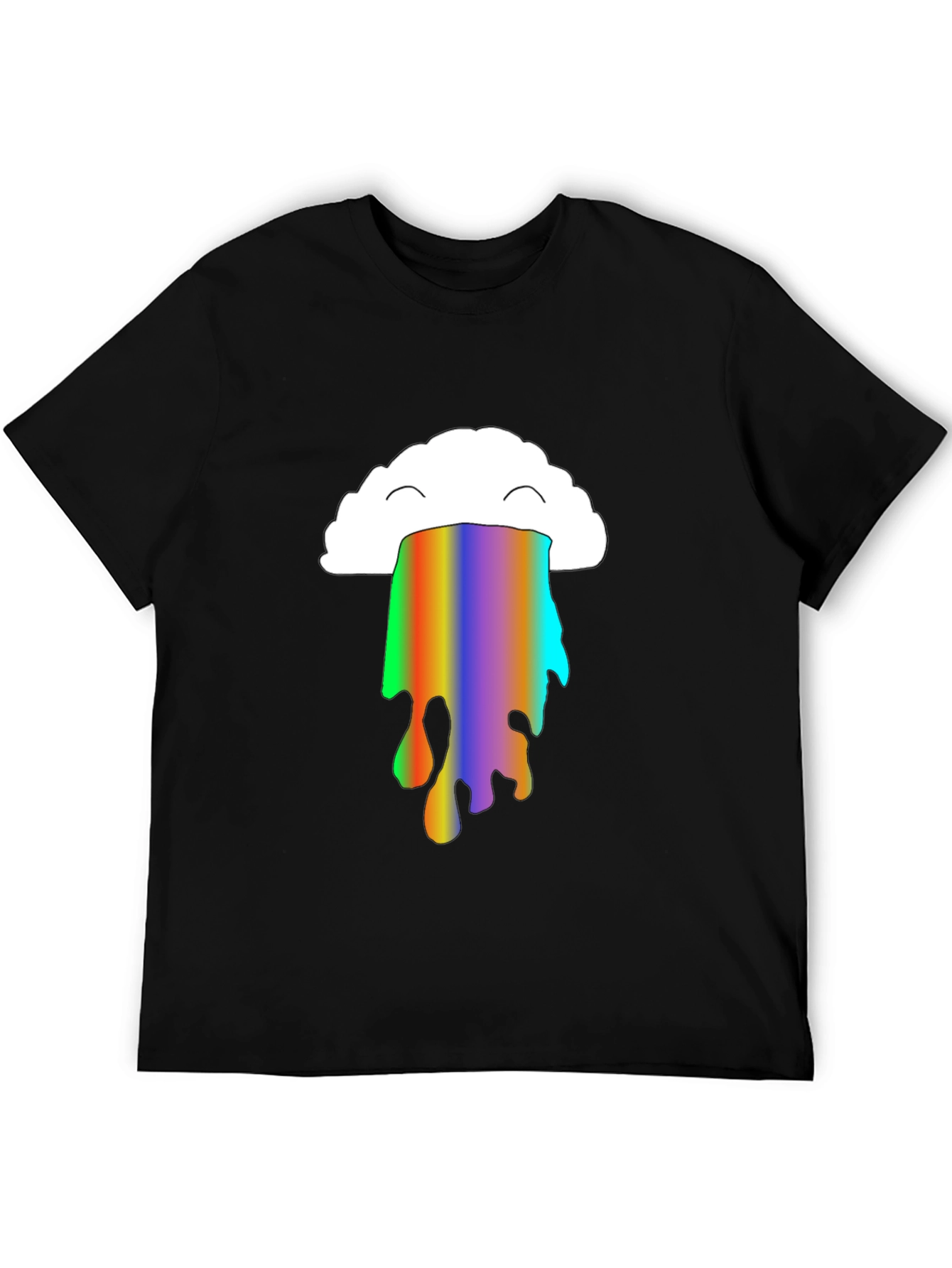 Rainbow Cloud Puke Graphic Tee - Black