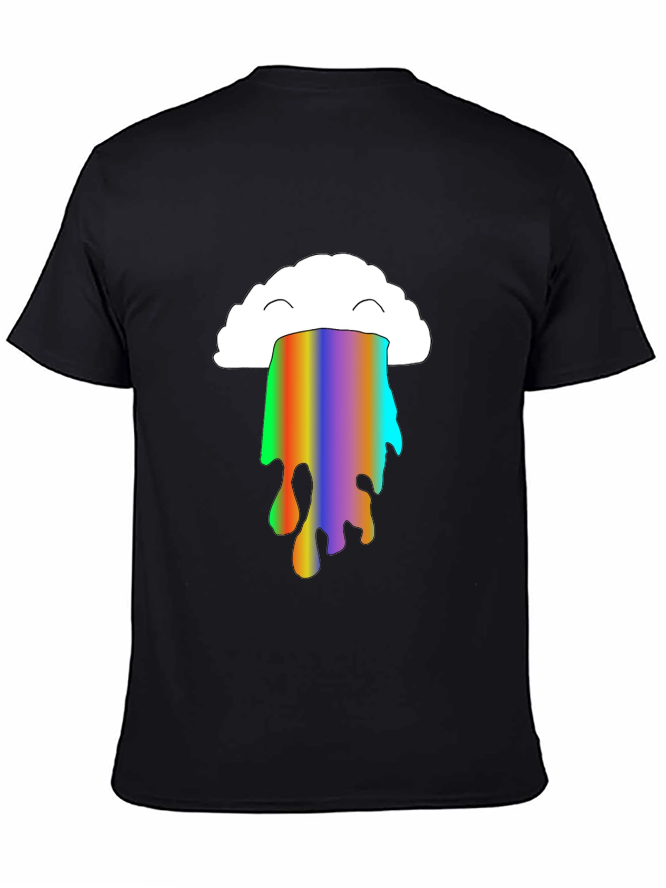 Rainbow Cloud Puke Graphic Tee - Black