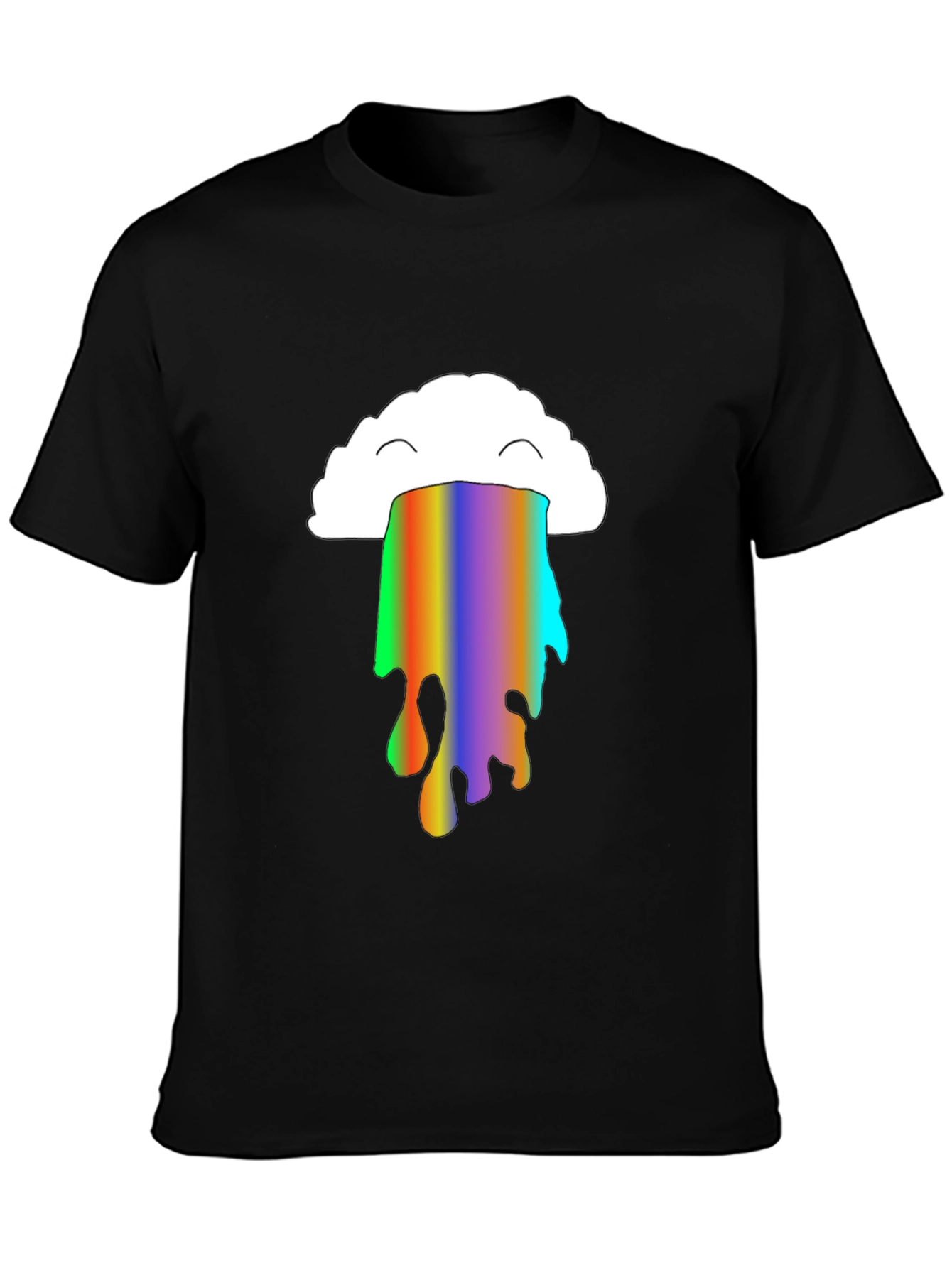 Rainbow Cloud Puke Graphic Tee - Black