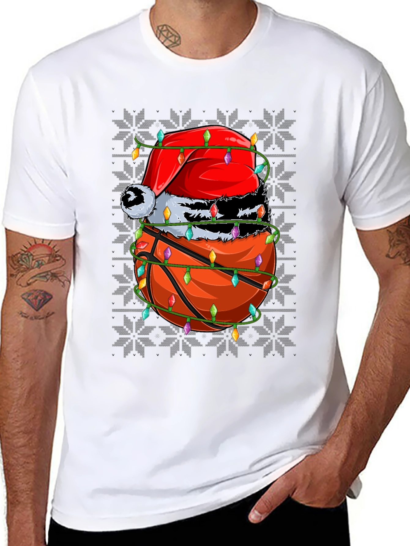 Festive Basketball Santa Hat T-Shirt