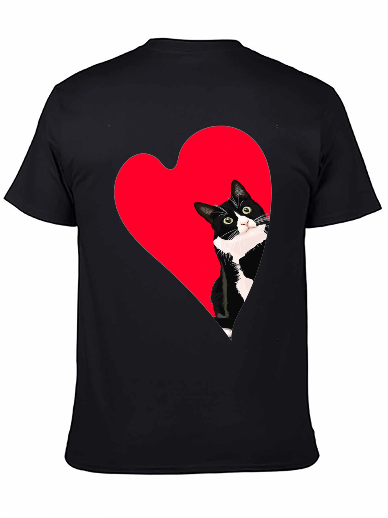 Cat Heart Peek Black Tee - Cute Graphic Shirt