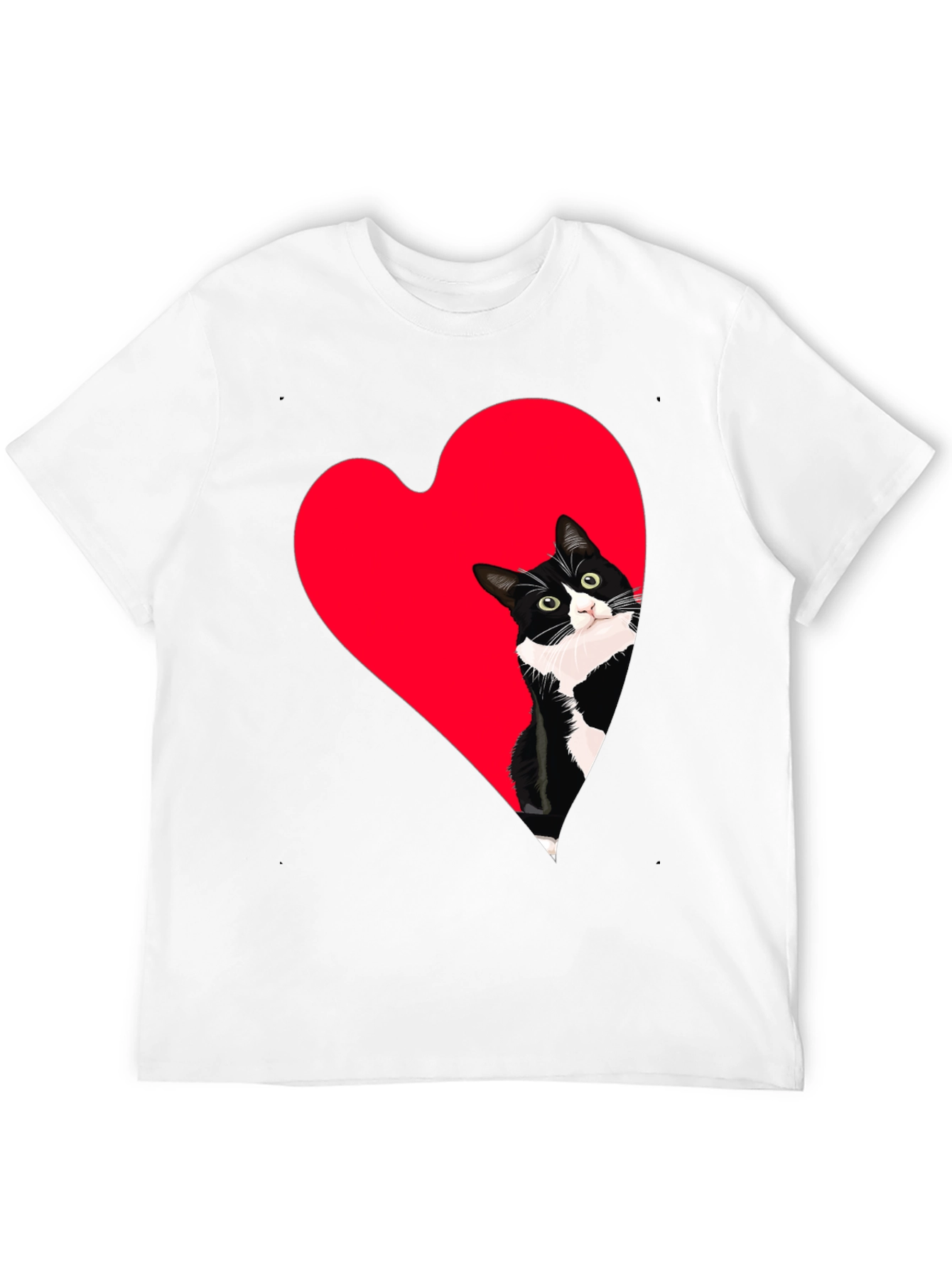 Cat Heart Peek Black Tee - Cute Graphic Shirt