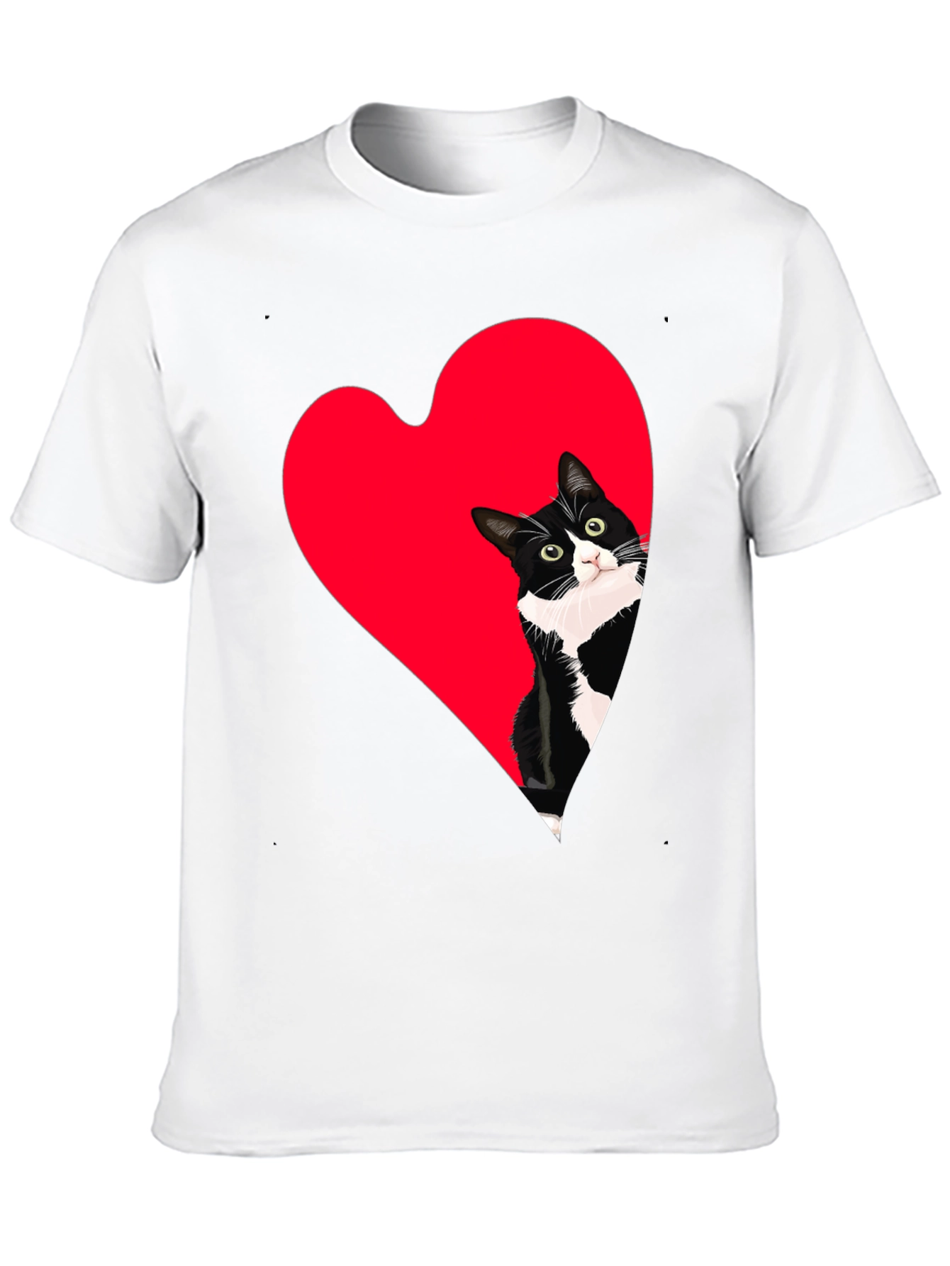 Cat Heart Peek Black Tee - Cute Graphic Shirt