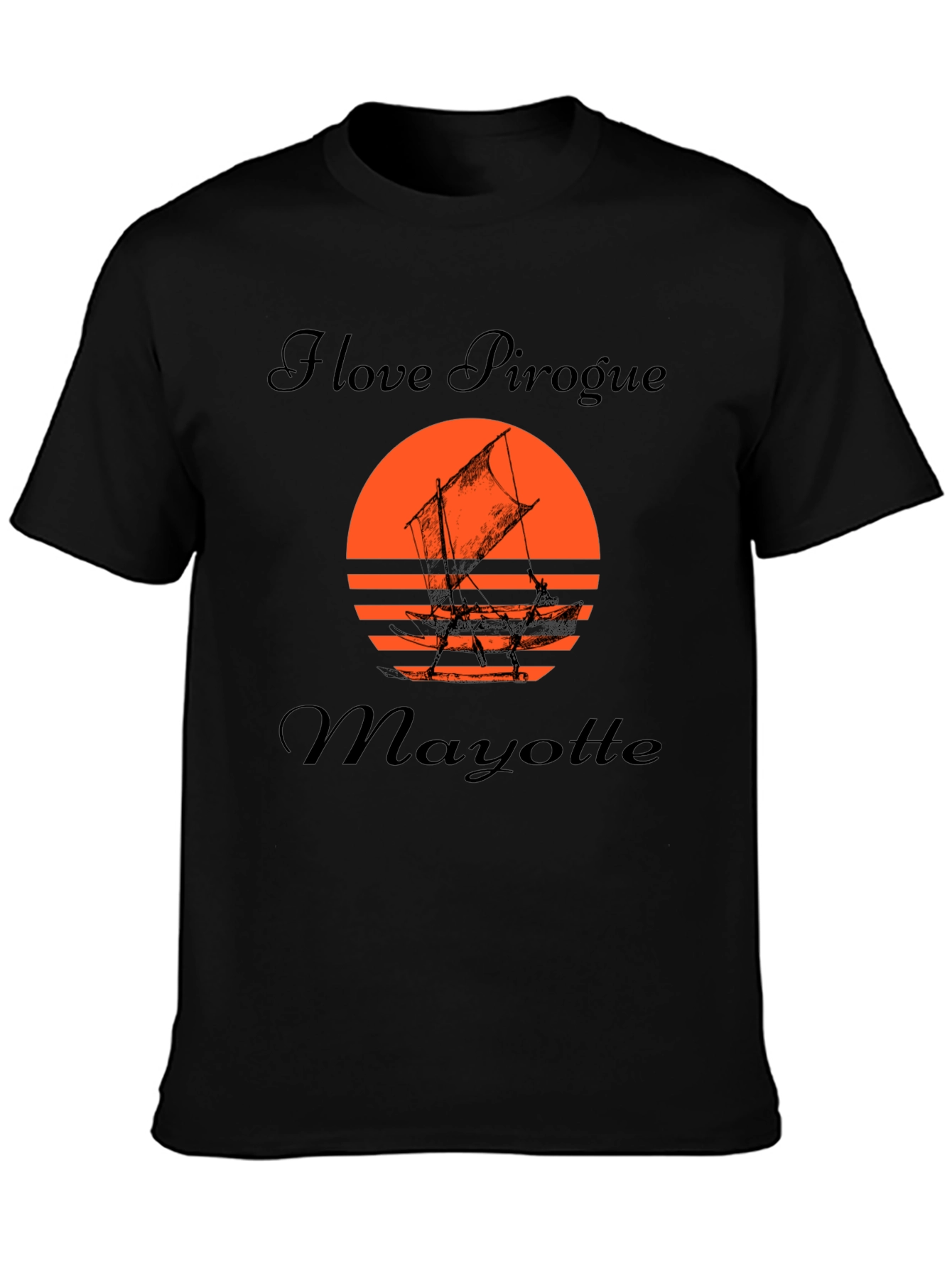 I Love Pirogue Mayotte Black T-Shirt