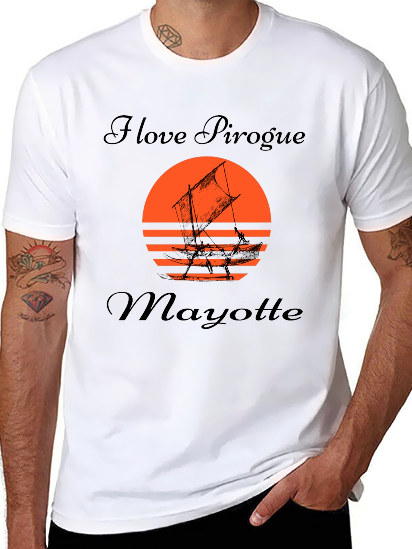 I Love Pirogue Mayotte Black T-Shirt