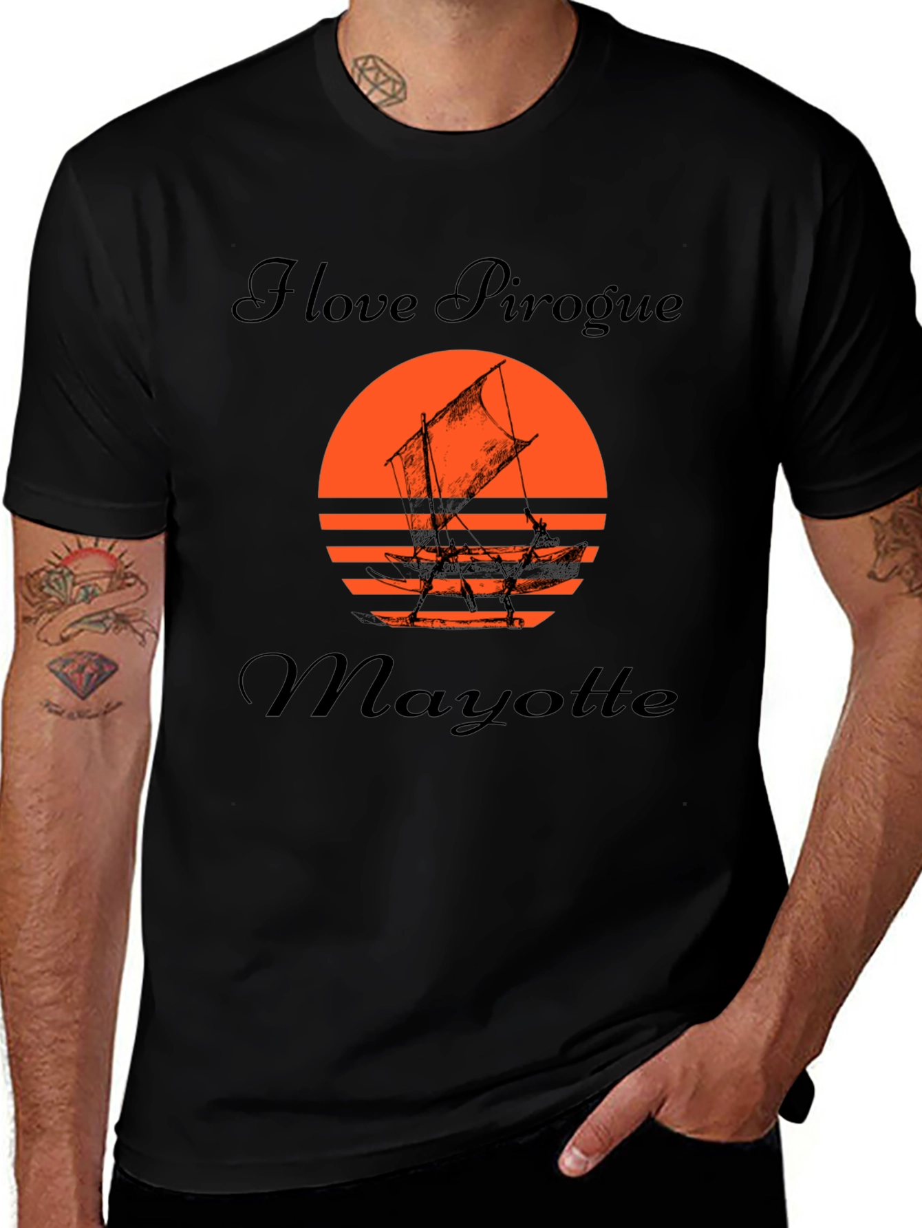 I Love Pirogue Mayotte Black T-Shirt