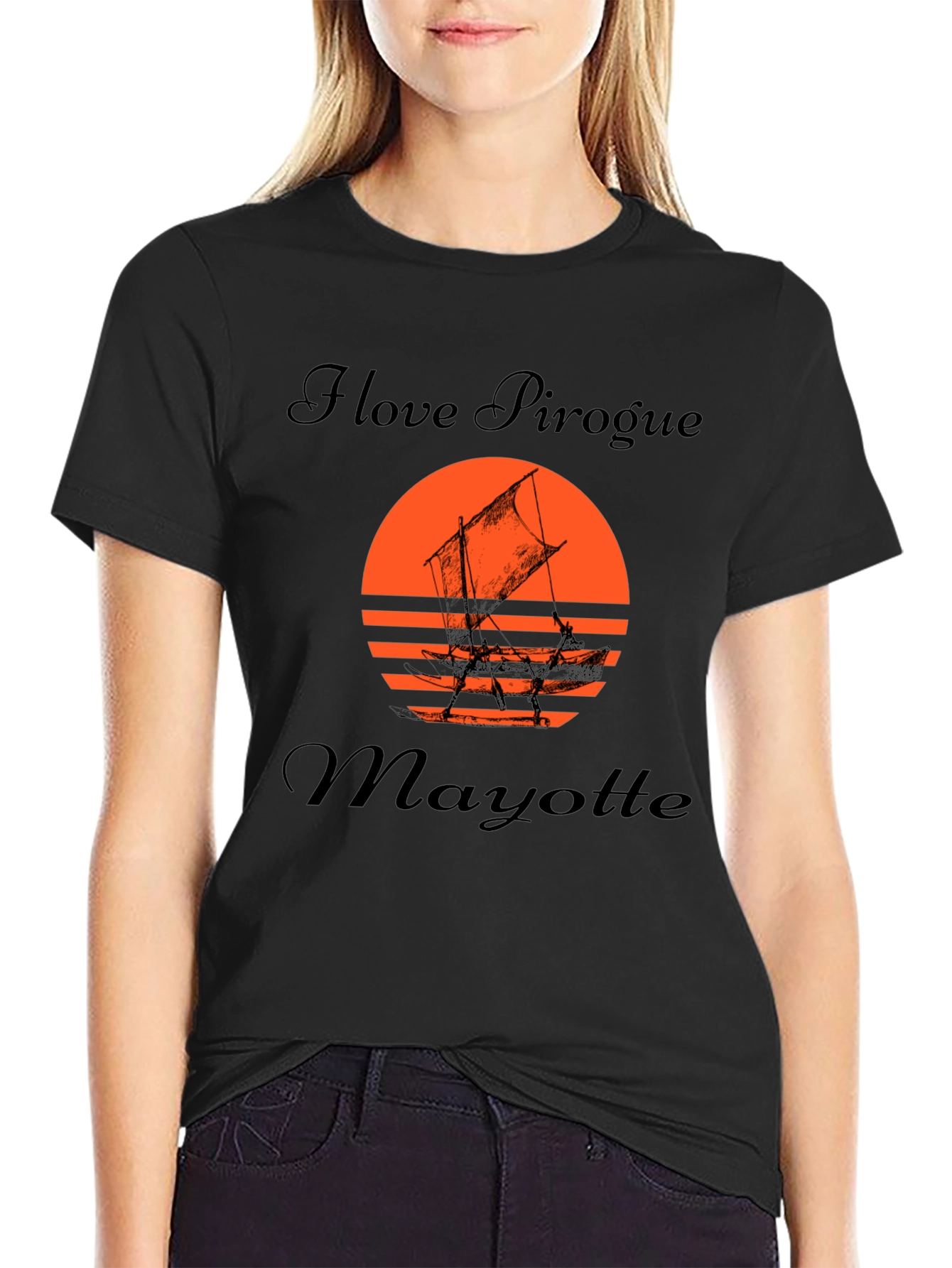 I Love Pirogue Mayotte Black T-Shirt