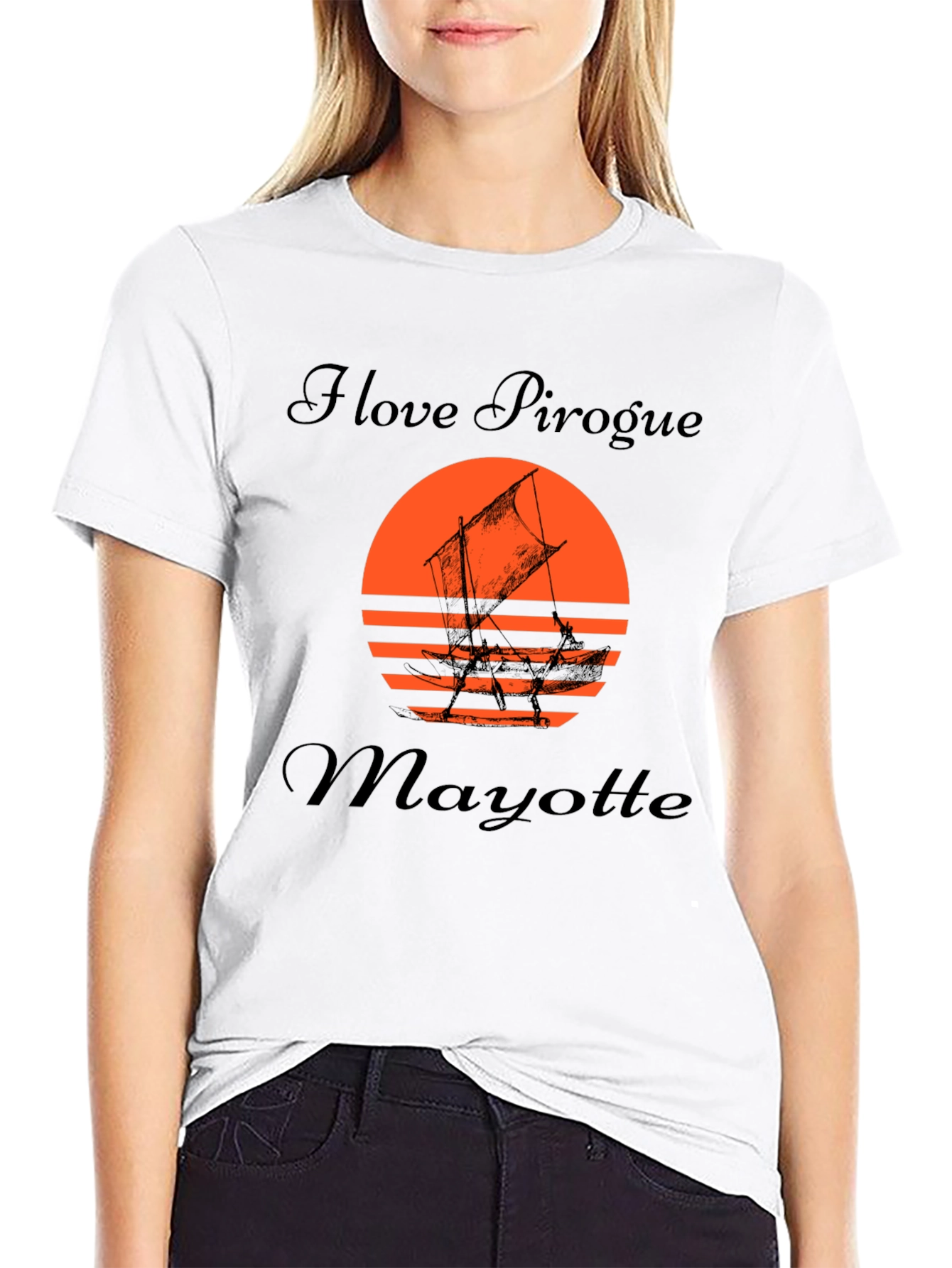 I Love Pirogue Mayotte Black T-Shirt