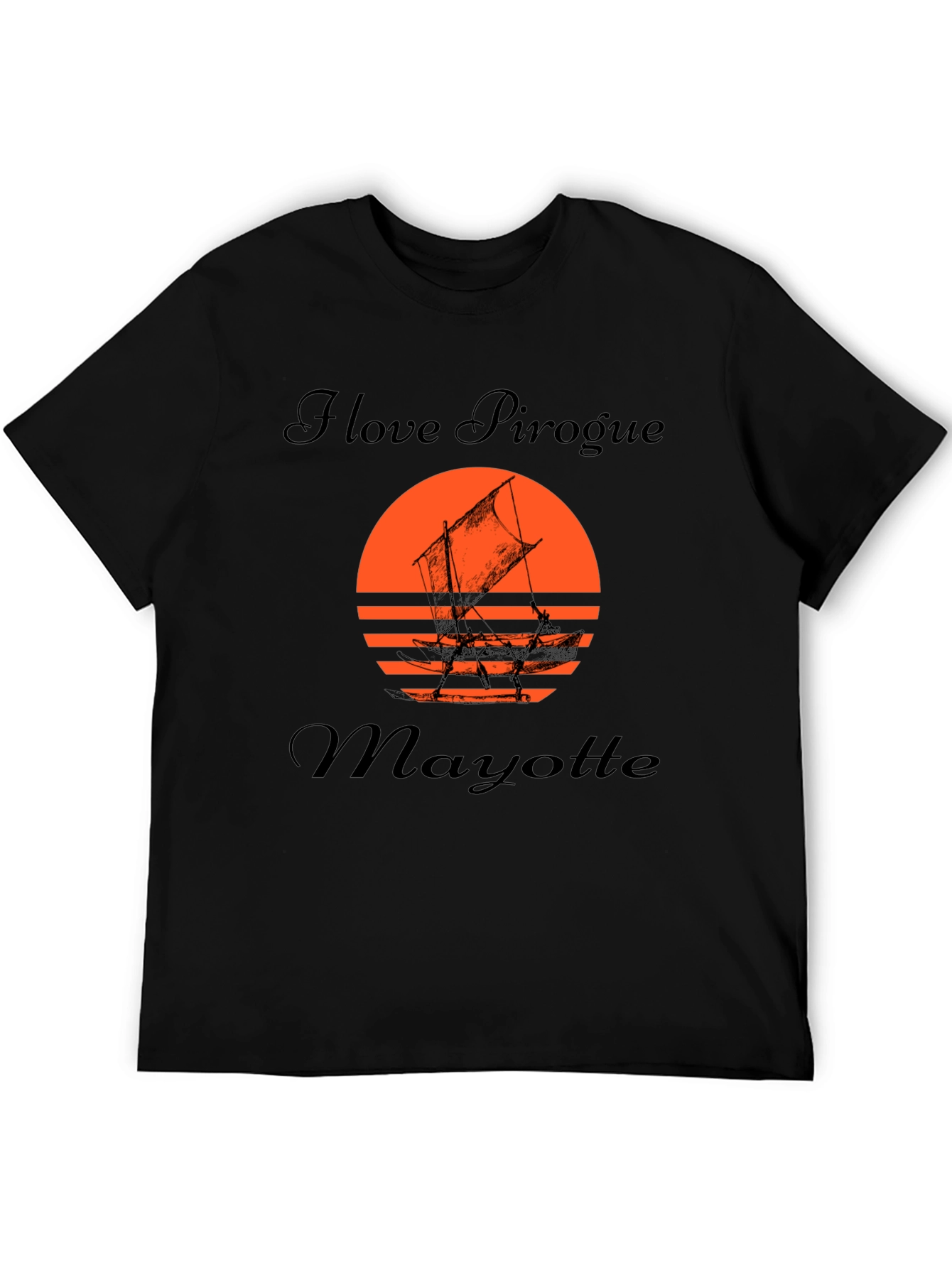 I Love Pirogue Mayotte Black T-Shirt