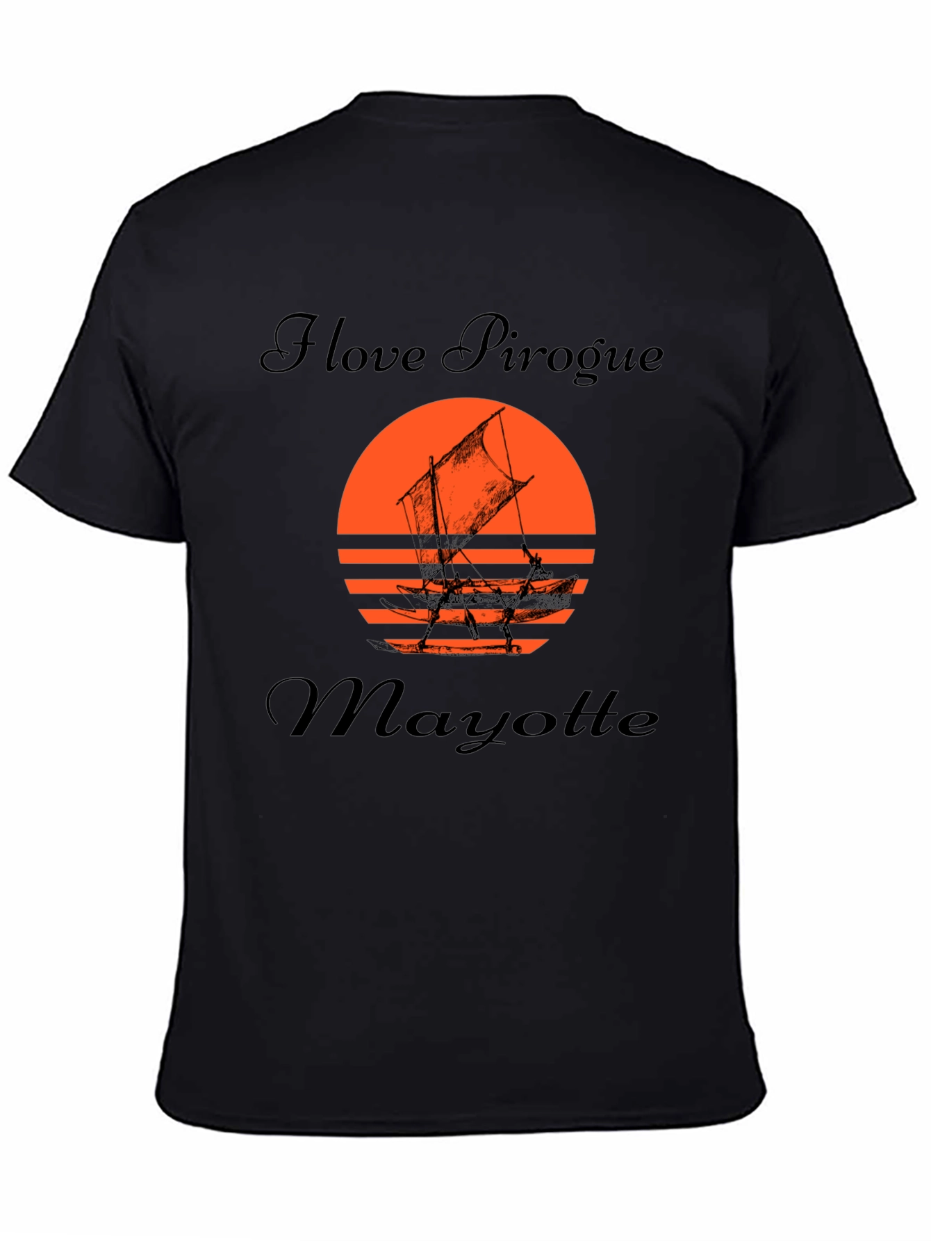 I Love Pirogue Mayotte Black T-Shirt