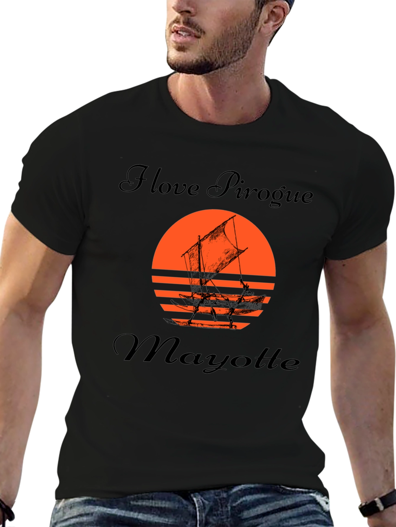 I Love Pirogue Mayotte Black T-Shirt