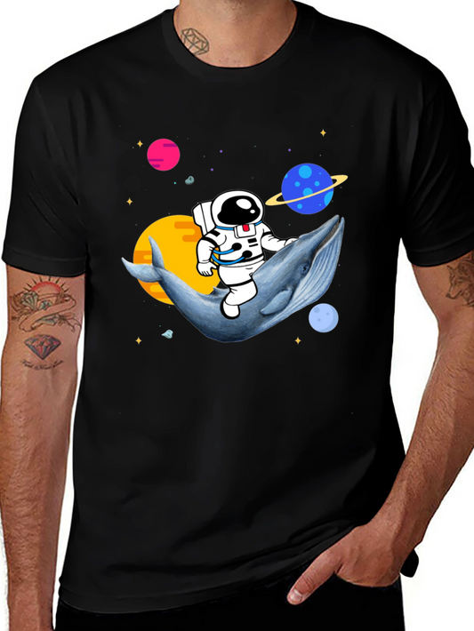Astronaut Riding Whale T-Shirt - Space Graphic Tee