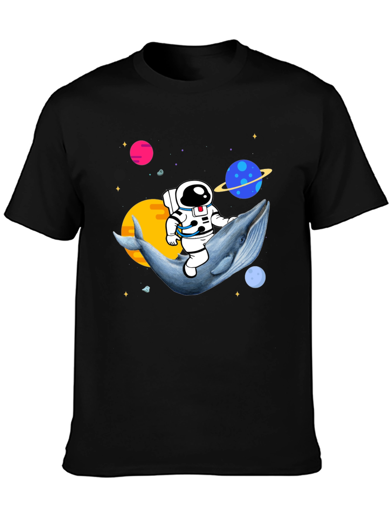 Astronaut Riding Whale T-Shirt - Space Graphic Tee