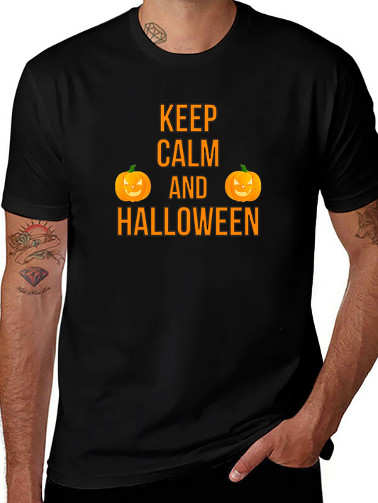 Keep Calm and Halloween Graphic Tee - Black Cotton Shirt