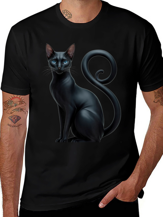Black Cat Graphic Tee - Stylish Mens T-Shirt