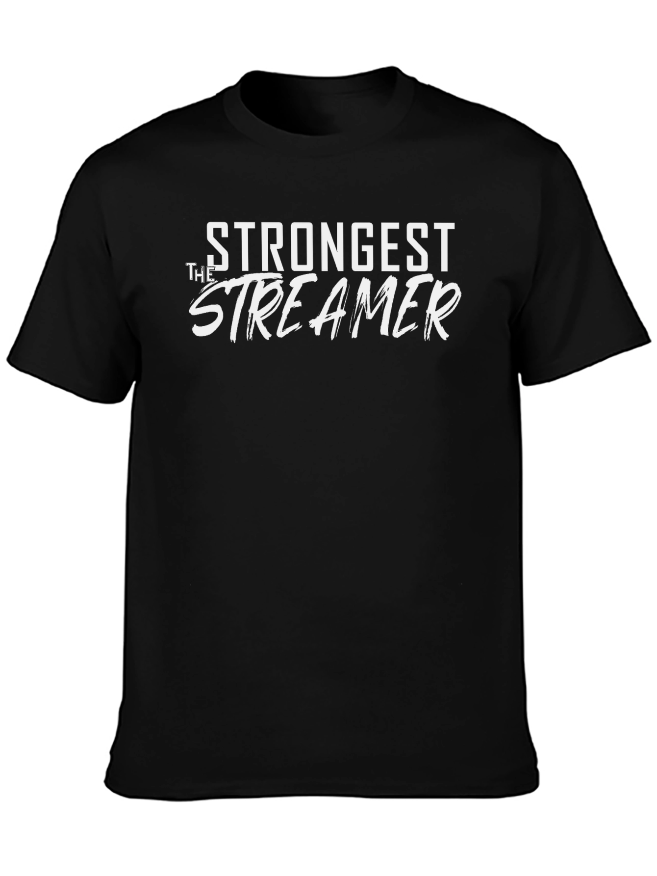 Strongest Streamer Graphic Tee - Black Cotton T-Shirt