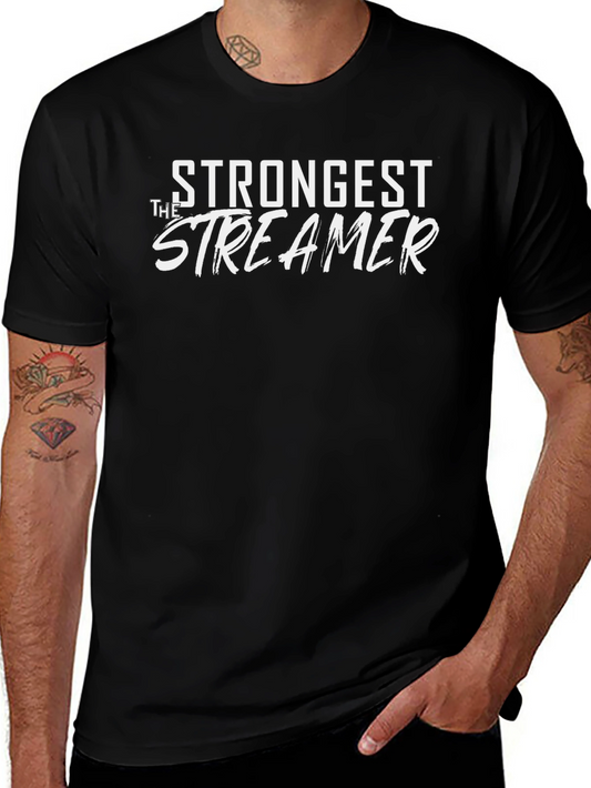 Strongest Streamer Graphic Tee - Black Cotton T-Shirt