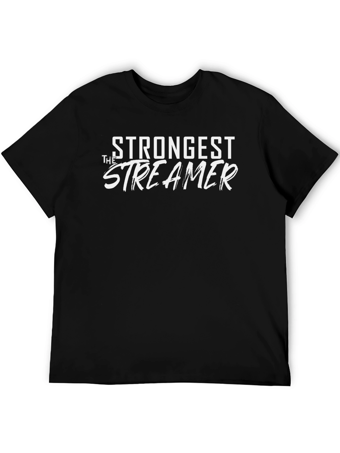 Strongest Streamer Graphic Tee - Black Cotton T-Shirt