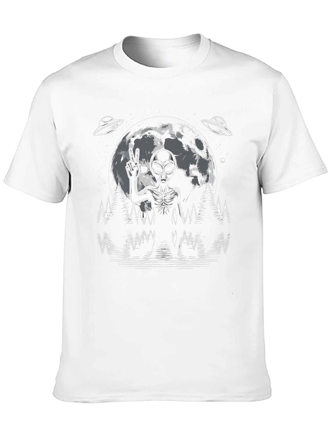 Alien Peace Sign Graphic T-Shirt - Black