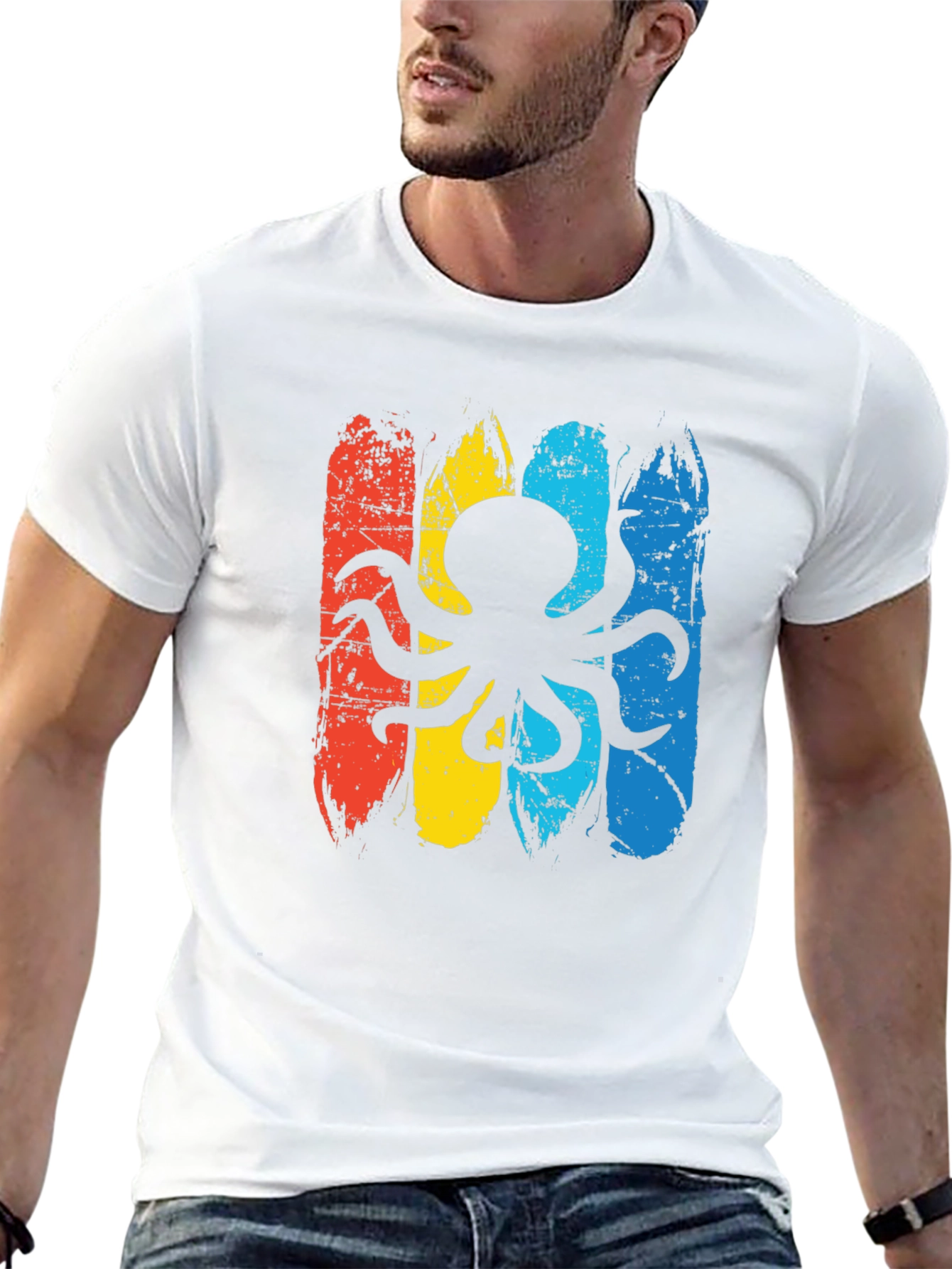 Retro Octopus Graphic T-Shirt - Black
