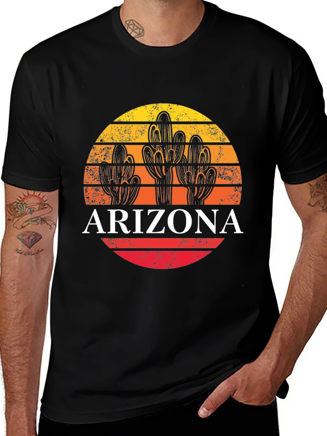 Retro Arizona Cactus Sunset Graphic T-Shirt