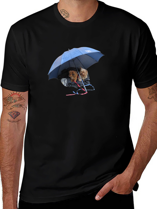 Dogs Under Umbrella Graphic Tee - Black
