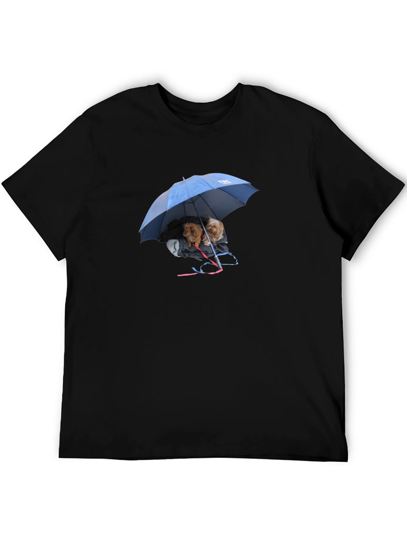 Dogs Under Umbrella Graphic Tee - Black