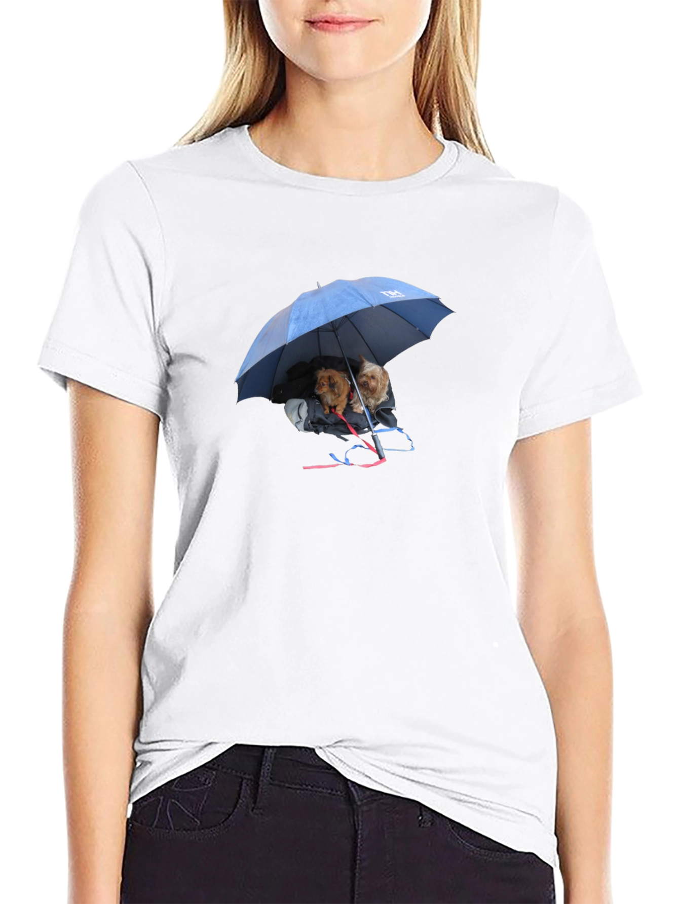 Dogs Under Umbrella Graphic Tee - Black