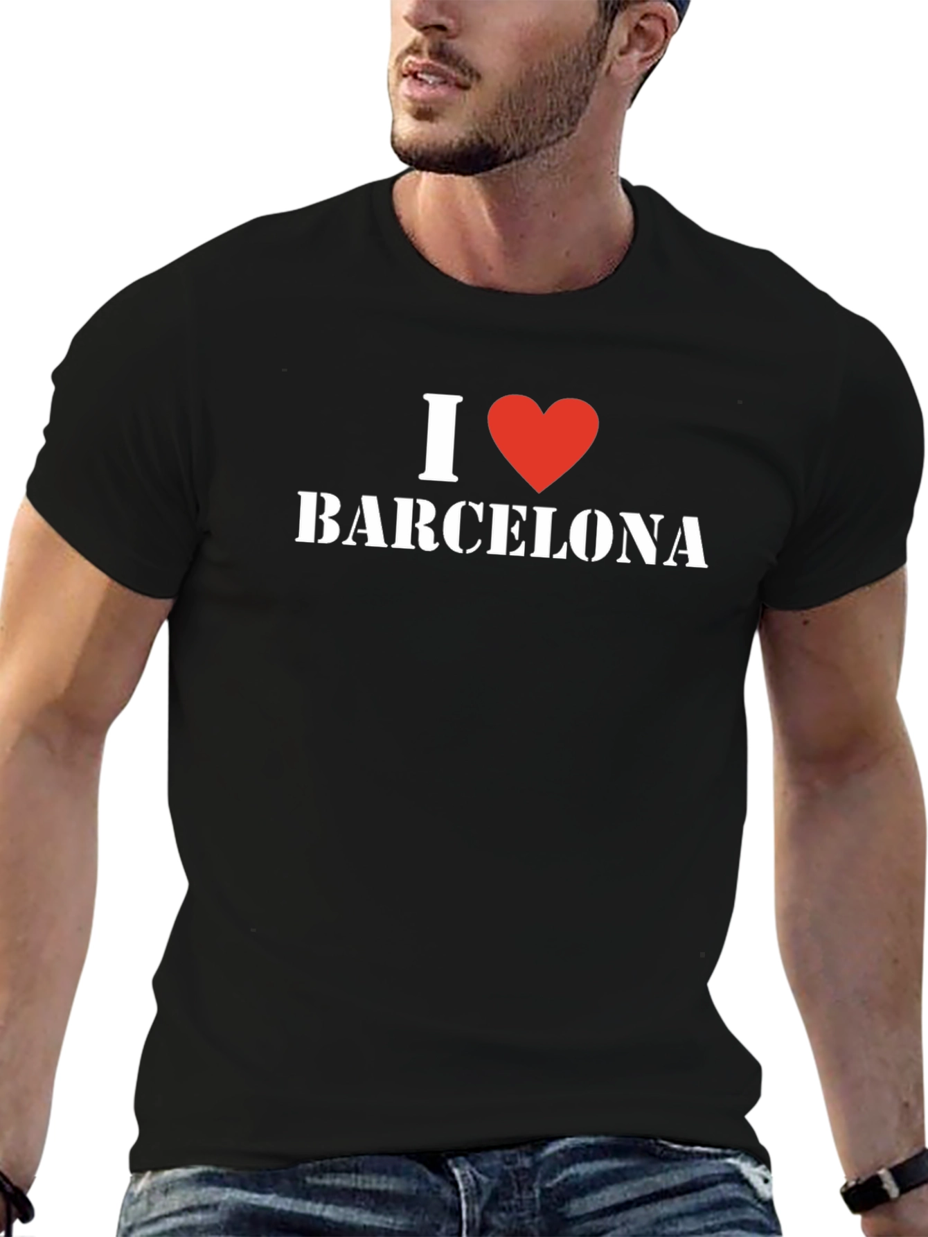 I Love Barcelona T-Shirt - Stylish Black Cotton Tee